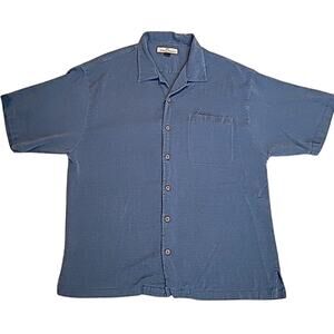 Tommy Bahama Silk Hawaiian Camp Shirt Men’s XL – Navy Blue Check – Island Vibes